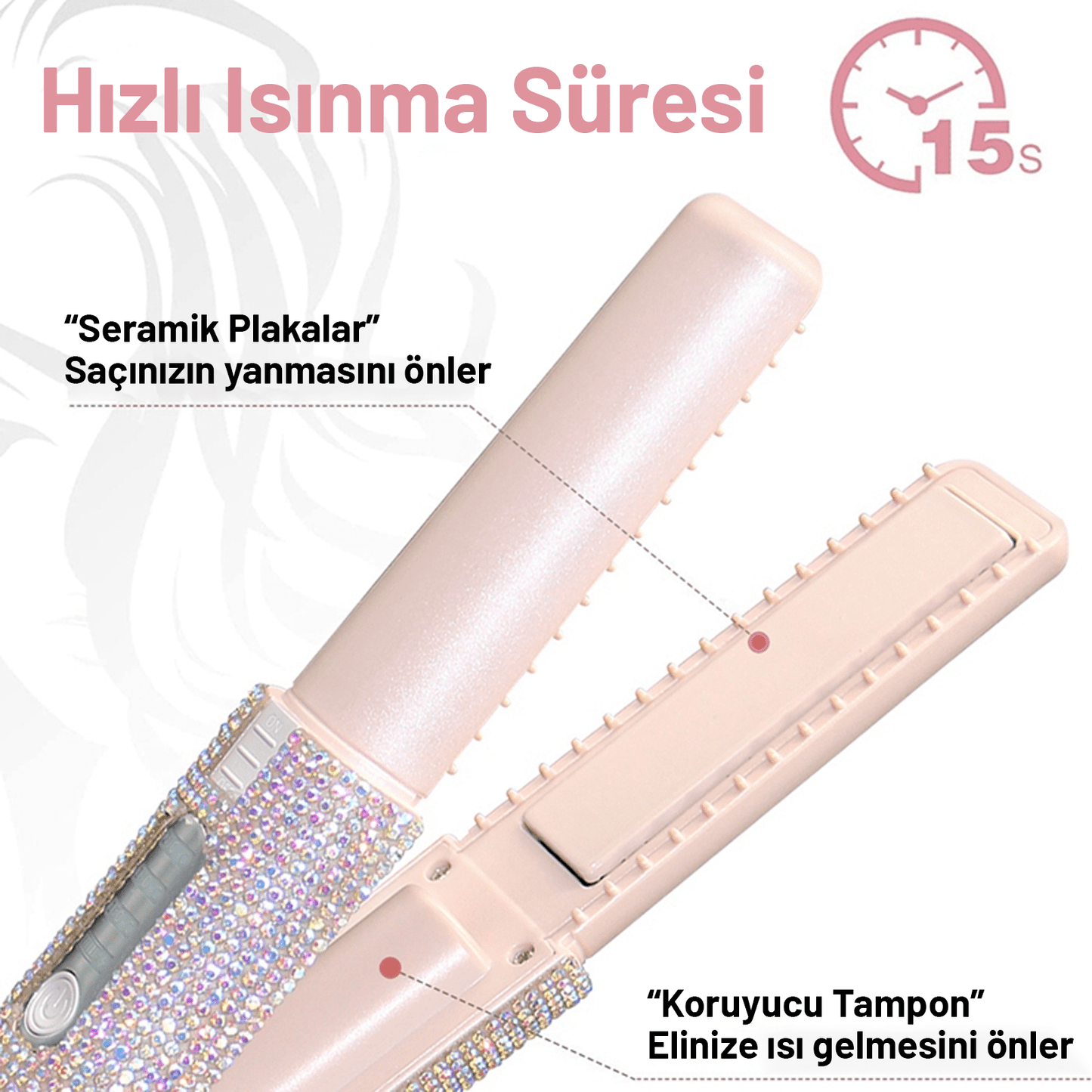 2'si 1 Arada Kablosuz Saç Düzleştirici & Kıvırıcı - HappyShopy