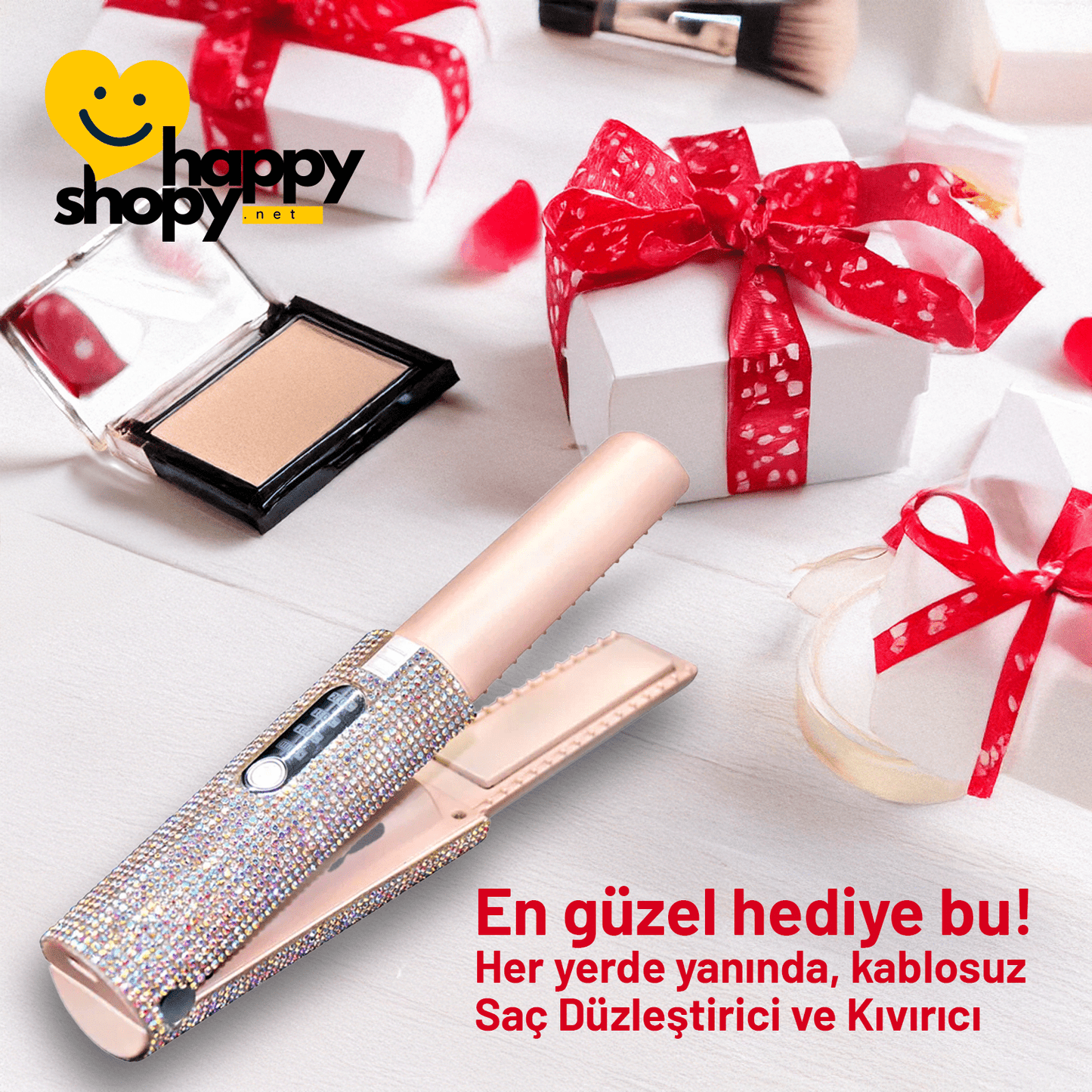 2'si 1 Arada Kablosuz Saç Düzleştirici & Kıvırıcı - HappyShopy