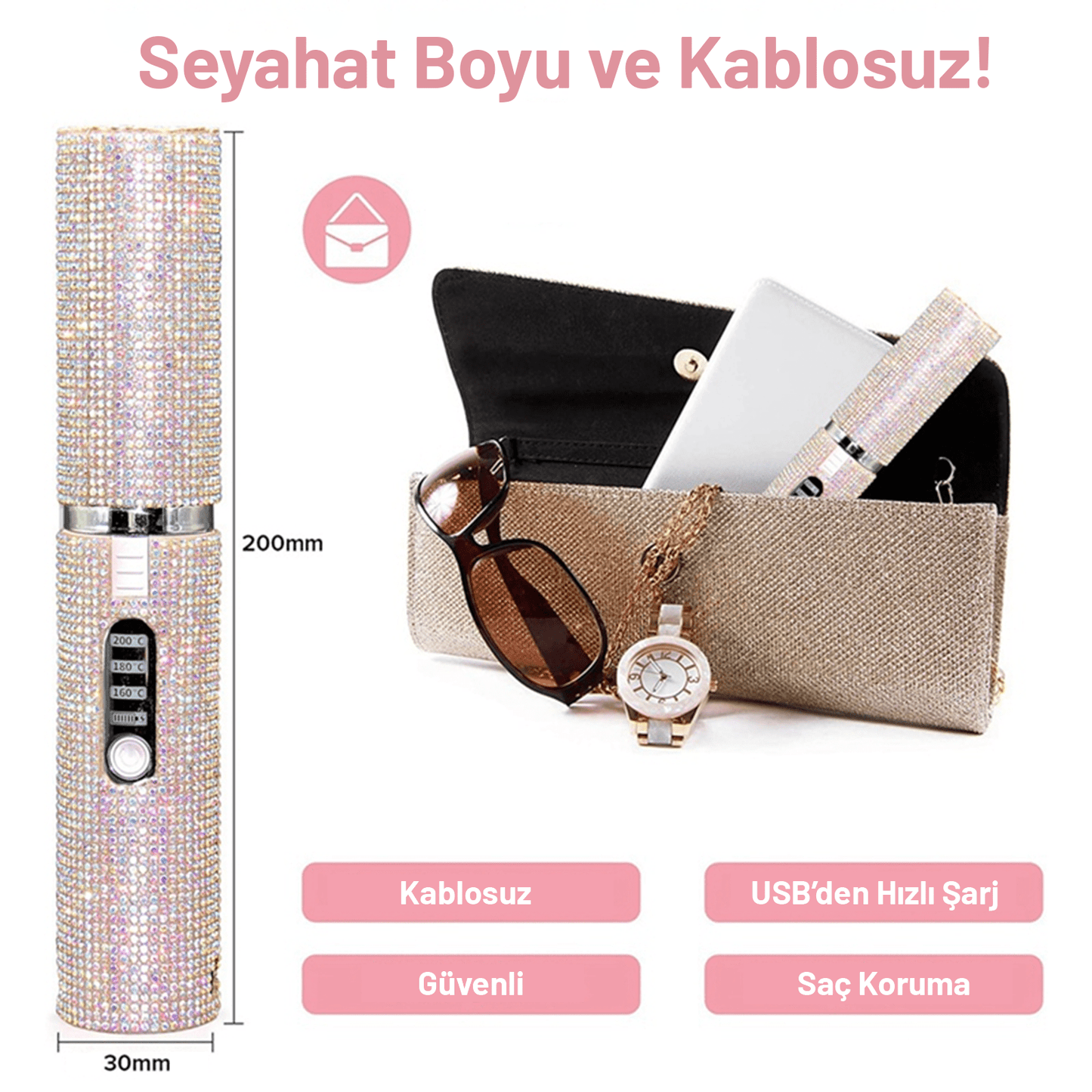 2'si 1 Arada Kablosuz Saç Düzleştirici & Kıvırıcı - HappyShopy