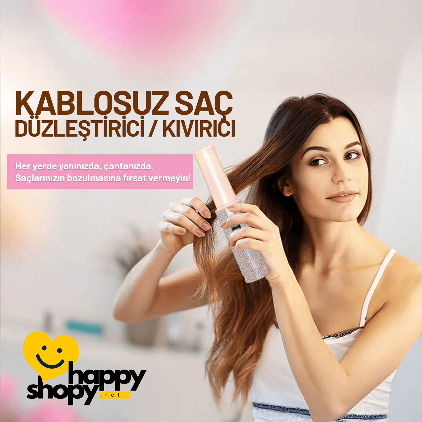 2'si 1 Arada Kablosuz Saç Düzleştirici & Kıvırıcı - HappyShopy